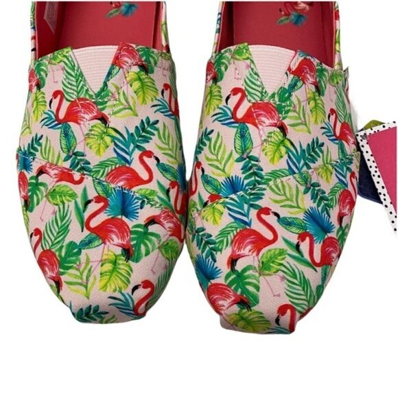 NIB Toms x Paper Source Alpargata Slip-On Sz 9 Pink Flamingos - Picture 4 of 13